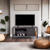 Hanah Home Industrial TV Stand, Dark Brown & Black, 120 x 48 x 35 cm | 100% Melamine Coated Particle Board, 18 mm Thick | Stylish & Functional with Numerous Shelves Bild 2