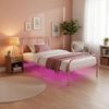 FurnitureR Metallbett Metallrahmen Bett mit LED-Licht, Gästebett Einzelbett Einzelbett Moderne Bettrahmen Jugendbett mit Lattenrost für Schlafzimmer Gästezimmer 90x190 cm, Rosa Bild 2