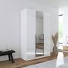 Rauch Möbel Alabama, Kleiderschrank, Garderobenschrank, 3-türig, Spiegel, Zubehör Basic, 2 Kleiderstangen, 4 Einlegeböden, Farbe Hochglanz Weiß/Weiß, Griff Grau metallic, 136 x 229 x 54 cm Bild 2