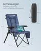 SONGMICS Campingstuhl faltbar, 2er Set, 95°-150° verstellbare Rückenlehne, Klappstuhl 6 cm Polsterung, Getränkehalter, Seitentasche, Tragetasche, Garten Camping Angeln, blau Bild 3