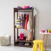 Iris Ohyama, Garderobenständer, Garderobenständer mit Regal für Kinder, Kinderkleiderorganizer,Modular, Zeitgenössisch, Schule, Zimmer, Eingang - Kids Garment Rack - KWR-1 - Braun Bild 2
