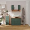 Badmöbel-Set Irma Grün/Goldkraft Eiche 3 Teile, mit Schubladenschrank und Midischrank Vicco Bild 4