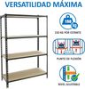 Simon Rack Metallregale, 1500 x 1000 x 300 mm, 4 Holzböden, 150 kg Flexion-Punkt, Lagerregale, Anthrazit/Holz - Holz Bild 4