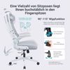 MELOKEA Bürostuhl Ergonomisch, Schreibtischstuhl aus Mesh mit Hochklappbaren Armlehnen, Computer Drehstuhl mit Verstellbare Kopfstützenarme und Lendenwirbelstütze, Chefsessel hat Wippfunktion-Grau Bild 5