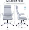 MELOKEA Bürostuhl Ergonomisch, Schreibtischstuhl aus Mesh mit Hochklappbaren Armlehnen, Computer Drehstuhl mit Verstellbare Kopfstützenarme und Lendenwirbelstütze, Chefsessel hat Wippfunktion-Grau Bild 3