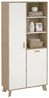 Dmora - Vitrine Esme, Glas-Sideboard, Mehrzweckvitrine, Hängendes Bücherregal mit Glastüren, 89x40 h188 cm, Eiche und Weiß Bild 3