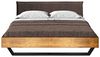 Möbel-Eins CURBY Kufenbett mit Polster-Kopfteil, Material Massivholz, rustikale Altholzoptik, Fichte, Kufen schwarz vintage 180x200 cm Stoff Braun ohne Steppung Bild 3