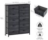 DWVO Kommode mit 10 Schubladen, Schrank aus Stoff mit Griffen, Metallgestell & MDF-Holzplatte, langlebig, für Schlafzimmer & Wohnzimmer,Holzmaserung Anthrazit Schwarz Bild 3
