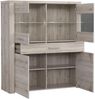 FORTE Portland Highboardvitrine mit LED Beleuchtung, Holzwerkstoff, Beige/Braun, 126,9 x 143,9 x 41,3 cm Bild 5