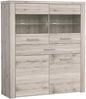 FORTE Portland Highboardvitrine mit LED Beleuchtung, Holzwerkstoff, Beige/Braun, 126,9 x 143,9 x 41,3 cm Bild 4
