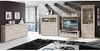 FORTE Portland Highboardvitrine mit LED Beleuchtung, Holzwerkstoff, Beige/Braun, 126,9 x 143,9 x 41,3 cm Bild 2