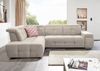 CAVADORE Schlafsofa Mistrel mit Ottomane links / Große Eck-Couch im modernen Design / Mit Bettfunktion / Inkl. verstellbare Kopfteile / Wellenunterfederung / 269x77-93x228 cm / Grau/Weiß Bild 2