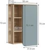 Badschrank Karen Sonoma/Blau 50 x 75 cm mit Tür und offenen Fächern Vicco Bild 3