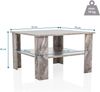 hjh LIVING Couchtisch in Marmor-Optik 70x70 cm BISMO Wohnzimmertisch mit zusätzlicher Ablagefläche, Moderner Beistelltisch Quadratisch, Grau Bild 3