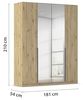 Rauch Möbel Alabama, Kleiderschrank, Garderobe, 4-türig, Spiegel, Zubehör Premium, 2 Kleiderstangen, 5 Einlegeböden, Schubladeneinsatz, Farbe Eiche Artisan, Holz, Griff Grau metallic, 181 x 210 x 54 cm Bild 3