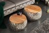 riess-ambiente Couchtisch STONE MOSAIC Ø65cm silber / natur (Set, 2-St), Wohnzimmer · Metall · Massivholz · rund · Mosaik Design · handmade Bild 4
