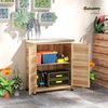 Outsunny Garten-Geräteschrank mit verzinkter Arbeitsplatte, 2 Regalböden, Doppeltür, BxT: 79x43 cm, (Gartenschrank, 2 St, Pflanztisch mit Unterschrank), für Garten Balkon 79 x 43 x 92cm Naturholz Bild 2