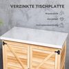 Outsunny Garten-Geräteschrank mit verzinkter Arbeitsplatte, 2 Regalböden, Doppeltür, BxT: 79x43 cm, (Gartenschrank, 2 St, Pflanztisch mit Unterschrank), für Garten Balkon 79 x 43 x 92cm Naturholz Bild 4