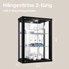 K-Mbel Wandvitrine (80x60x25cm) - Made in Germany - Glasvitrine hngend mit 2 hhenverstellbaren Glasbden aus ESG, Spiegel & LED in Schwarz - Schrank mit Glastren - Hngevitrine Glas Bild 2