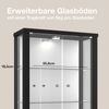 K-Mbel Wandvitrine (80x60x25cm) - Made in Germany - Glasvitrine hngend mit 2 hhenverstellbaren Glasbden aus ESG, Spiegel & LED in Schwarz - Schrank mit Glastren - Hngevitrine Glas Bild 5