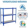 Simon Rack Schwerlastregal, 1000 x 800 x 300 mm, Bis 150 kg Belastbar, 3 Verstellbare Ablagen, MDF-Platten, Kellerregal, Lagerregal, Blau/Holz - Simonclick Bild 4