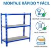 Simon Rack Schwerlastregal, 1000 x 800 x 300 mm, Bis 150 kg Belastbar, 3 Verstellbare Ablagen, MDF-Platten, Kellerregal, Lagerregal, Blau/Holz - Simonclick Bild 5