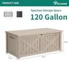 YITAHOME Große Aufbewahrungsbank 450 Liter mit X-Front, Wetterfeste Outdoor-Sitzbank, Resin Gartenbox für Terrassenkissen, Poolzubehör, Gartengeräte - Abschließbar, Hellbraun Bild 3