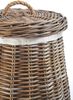 Kobolo Wäschekorb Wäschebehälter rund - Rattan kubu grey mit Deckel Bild 2