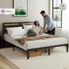 Zinus Kai Bett 140x190 cm – langlebiger Lattenrost aus Bambus und Metall mit Kopfteil – einfache Montage – Höhe 80 cm – Metallbett mit Lattenrost – kein Lattenrost erforderlich – Schwarz und Braun Bild 3