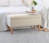 Atelier Del Sofa Elegant Cream Pouffe with Beech Wood Legs, 100 x 50 x 43 cm | 50% Cotton & 50% Linen, 6 cm Orthopedic Sponge | Stylish & Comfortable for Modern Living Spaces Bild 3