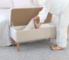 Atelier Del Sofa Elegant Cream Pouffe with Beech Wood Legs, 100 x 50 x 43 cm | 50% Cotton & 50% Linen, 6 cm Orthopedic Sponge | Stylish & Comfortable for Modern Living Spaces Bild 4