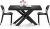 MOBILI FIVER, Ausziehbarer Tisch Emma 140, Schwarzer Beton, mit schwarzen X-Beinen, Laminiert/Eisen, Made in Italy Bild 4