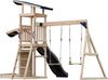 AXI Malik Spielturm aus Holz mit 2 Schaukeln XXL Spielhaus / Spielplatz für Kinder mit Sandkasten, Spielwand & Rutsche in Grau | Braun, Grau | Holz | 336 cm Bild 3