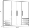 Forte 'Jupiter' Kleiderschrank, weiß matt, 4-türig, 207x200 cm Bild 5