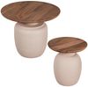 DRW Set mit 2 Beistelltischen aus Holz und Metallsockel in Natur und Beige, 60 x 60 x 47 cm Bild 1