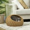PawHut Tierhaus Haustierbett Katzenhöhle, mit Kissen, für Katzen bis 4 kg, Indoor, PE-Rattan, Ø50x31 cm, hellbraun Bild 2