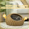 PawHut Tierhaus Haustierbett Katzenhöhle, mit Kissen, für Katzen bis 4 kg, Indoor, PE-Rattan, Ø50x31 cm, hellbraun Bild 5