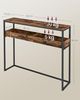 VASAGLE Konsolentisch, Beistelltisch, schmaler Flurtisch, 2 Ebenen mit halboffenen Fächern, 24 x 100 x 80 cm, für Flur, Wohnzimmer, vintagebraun-tintenschwarz Bild 3