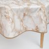 laro Tischdecke 140cm rund Wachstuchtischdecke Saum-Eingefasst Marmor Weiß Beige Braun Bild 4