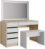 Schminktisch Sherry Weiß/Sonoma 120 cm mit LED Spiegel und Hocker Vicco Bild 4