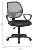 Dmora - Stuhl mit Rädern Geraldton, Mesh-Arbeitsstuhl mit Armlehnen, ergonomischer Bürositz, 56x57h88/100 cm, Schwarz und Grau Bild 3