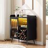 YITAHOME Kleiner Barschrank mit LED-Lichtern, Acryltür & Weinregal, Kaffeebar mit Getränkehaltern, Sideboard für Hausbar, Esszimmer, Wohnzimmer oder Küche, Schwarz Bild 4