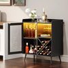 YITAHOME Kleiner Barschrank mit LED-Lichtern, Acryltür & Weinregal, Kaffeebar mit Getränkehaltern, Sideboard für Hausbar, Esszimmer, Wohnzimmer oder Küche, Schwarz Bild 2