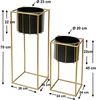 DanDiBo Blumenhocker mit Topf Metall Gold Schwarz Eckig 2er Set Blumenständer 96035 Blumensäule Modern Pflanzenständer Pflanzenhocker Bild 2
