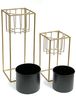DanDiBo Blumenhocker mit Topf Metall Gold Schwarz Eckig 2er Set Blumenständer 96035 Blumensäule Modern Pflanzenständer Pflanzenhocker Bild 4
