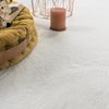 Paco Home Teppich Wohnzimmer Kunstfell weich waschbar modern elegant pflegeleicht Felloptik Uni Seidenglanz flauschig Kurzflor, Grösse:160 cm Rund, Farbe:Weiß Bild 3