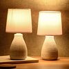 BRUBAKER Tischleuchte Landhaus Shabby Chic, Designer Tischlampe, Ohne Leuchtmittel, 1x oder 2er Set Deko Nachttischlampe mit Stein Optik Bild 2