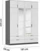 Rauch Möbel Lagoa, Kleiderschrank, Garderobe für Schlafzimmer, Kinderzimmer, Jugendzimmer 8-türig, mit Spiegel, 4 Schubladen, mit Zubehör Classic, Farbe Weiß /Grau metallic, Schwarz, Breite 181 Bild 3