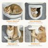 PawHut Kratztonne mit Höhle, Spielball, Plüschrand, Sisal-Kratzbäumen, oberem Bett, (mehrstöckig Kratzbaum, 1-tlg, 101 cm hoch Katzentonne), für Katze bis 6 kg, Grau Bild 4
