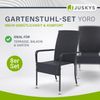 Juskys Polyrattan Gartenstühle Yoro 8er Set - mit Armlehnen & Rückenlehne - 8 Stühle stapelbar - Rattan Stuhl Garten - Stapelstuhl Schwarz Bild 3